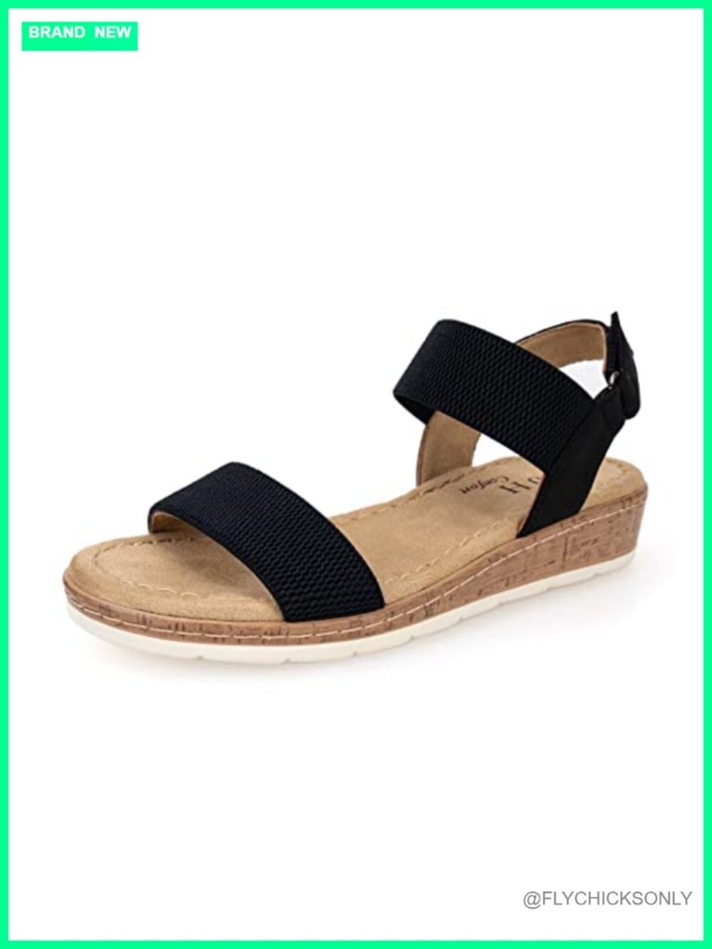 VJH confort Women's Flat Sandals Open Toe Elastic Ankle Strap Slip On Comfy Low